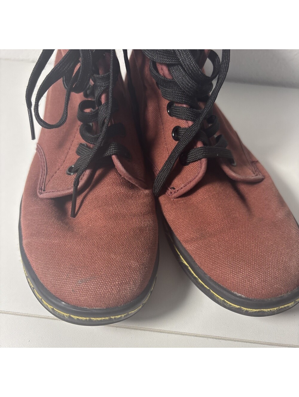 Dr. Martens Air Wair Shoreditch Boots Womens Size 7 Canvas Burgundy Maroon - Picture 2 of 8